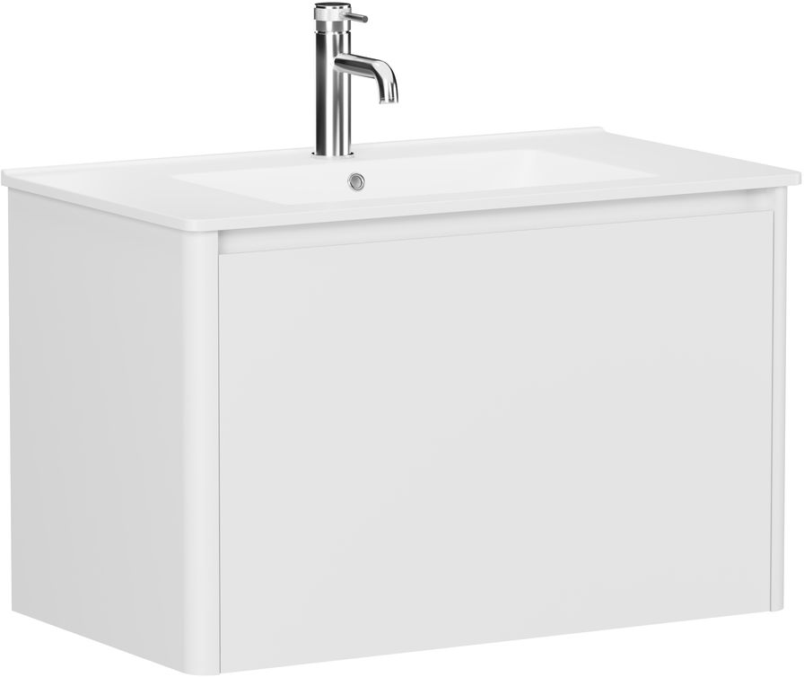 Тумба с раковиной Allen Brau Gravity 80 подвесная, 1 ящик, белый матовый