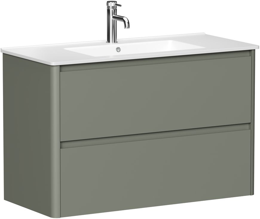 Тумба с раковиной Allen Brau Gravity 100 подвесная, 2 ящика, олива матовый