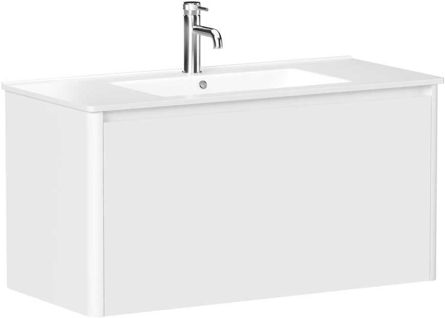 Тумба с раковиной Allen Brau Gravity 100 подвесная, 1 ящик, белый матовый