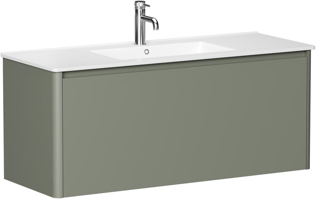 Тумба с раковиной Allen Brau Gravity 120 подвесная, 1 ящик, олива матовый