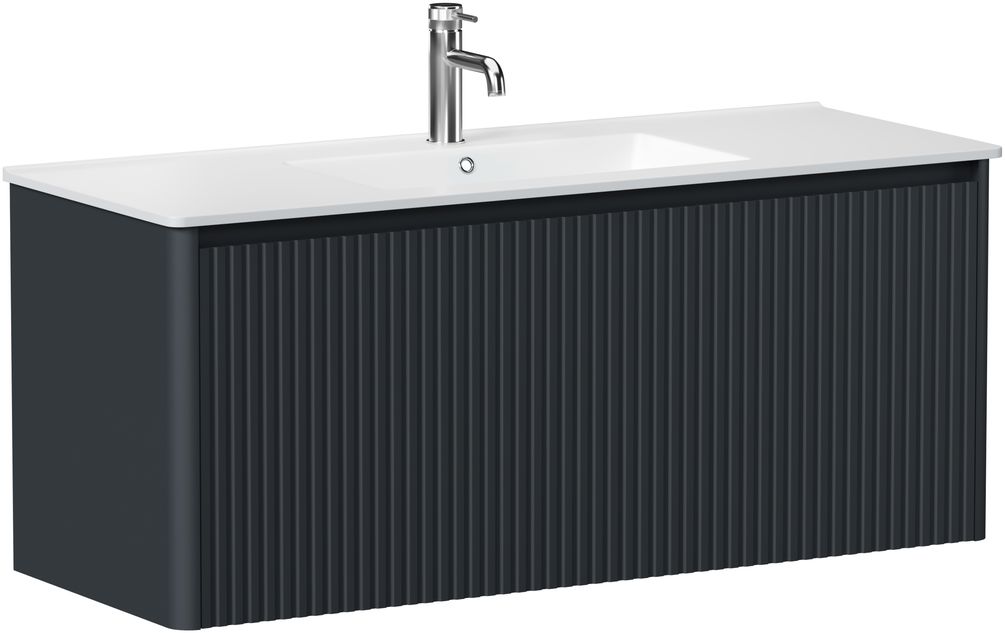 Тумба с раковиной Allen Brau Gravity 120 подвесная, 1 ящик, фасад с фрезеровкой, антрацит матовый