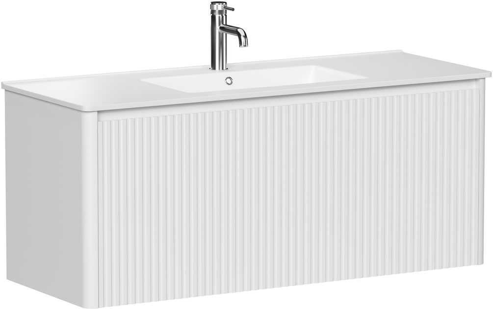 Тумба с раковиной Allen Brau Gravity 120 подвесная, 1 ящик, фасад с фрезеровкой, белый матовый