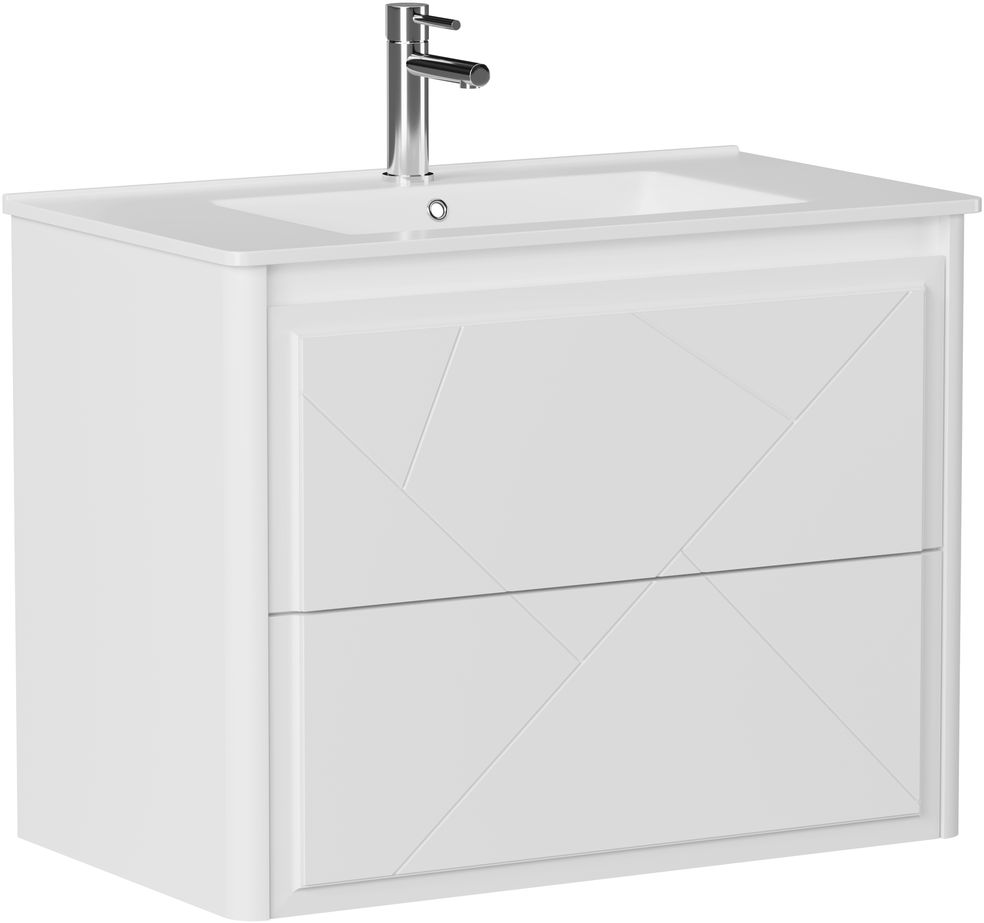 Тумба с раковиной Allen Brau Paris 80 подвесная, 2 ящика, белый матовый