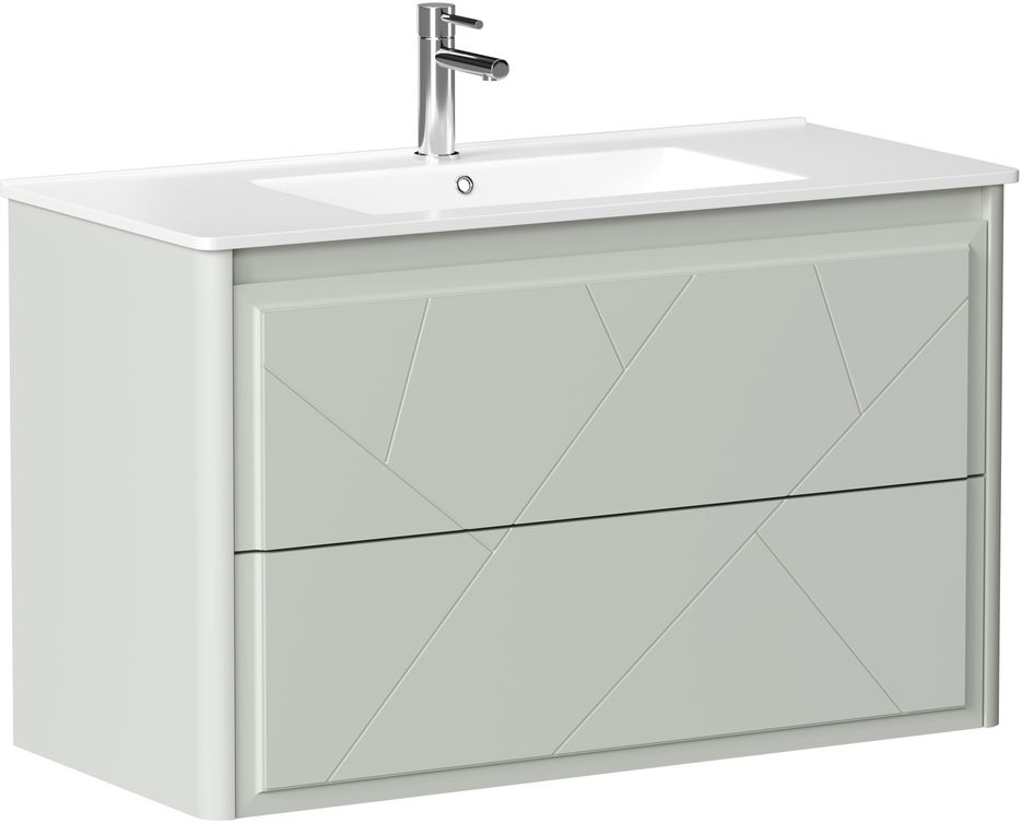 Тумба с раковиной Allen Brau Paris 100 подвесная, 2 ящика, папирус матовый