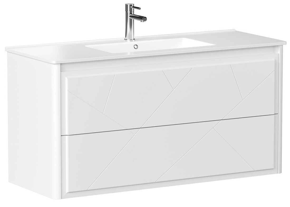 Тумба с раковиной Allen Brau Paris 120 подвесная, 2 ящика, белый матовый