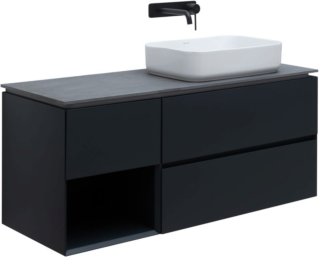 Тумба со столешницей Allen Brau Infinity 120 R подвесная, с подсветкой, 3 ящика, 1 полка, антрацит матовый