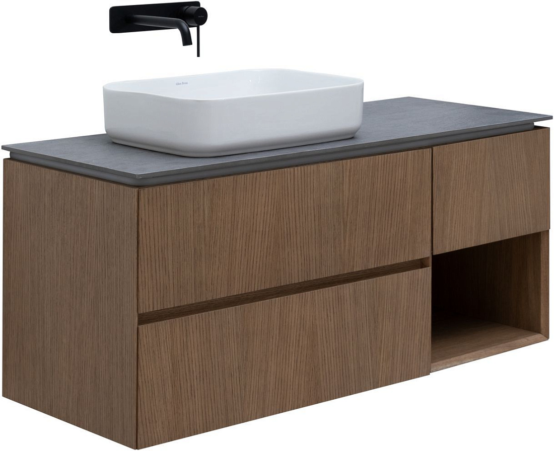 Тумба со столешницей Allen Brau Infinity 120 L подвесная, с подсветкой, 3 ящика, 1 полка, дуб