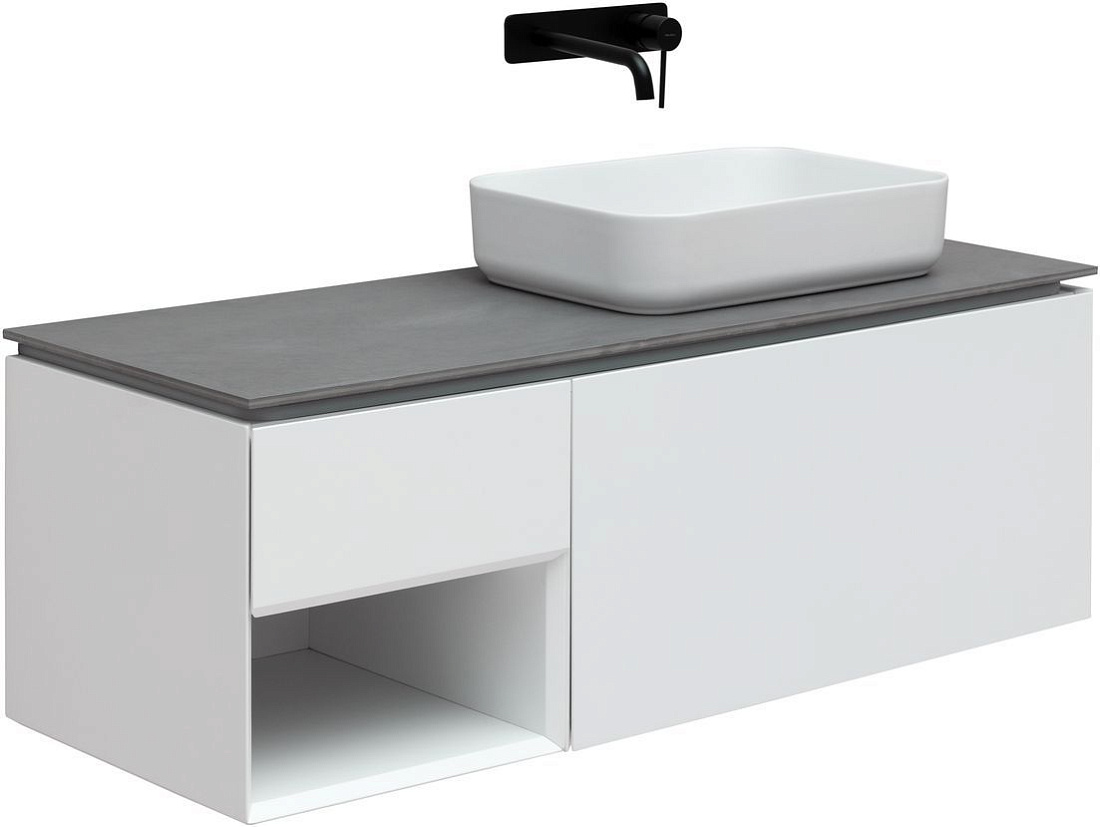 Тумба со столешницей Allen Brau Infinity 120 R подвесная, с подсветкой, белый матовый