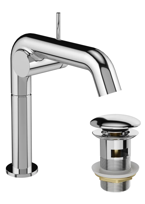 Смеситель STWORKI Лунд S25010CR для раковины + донный клапан SD-001CR, хром