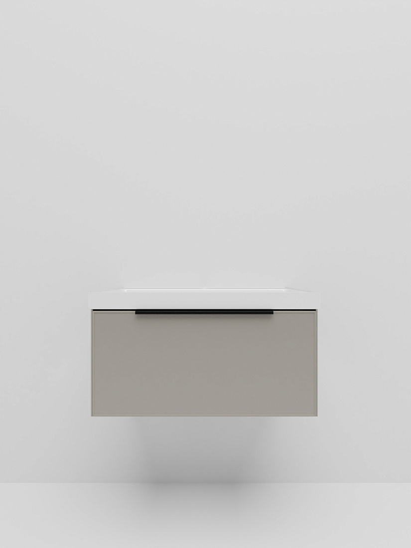 Тумба с раковиной La Fenice Simpla 80 подвесная, 1 ящик, бежевый матовый