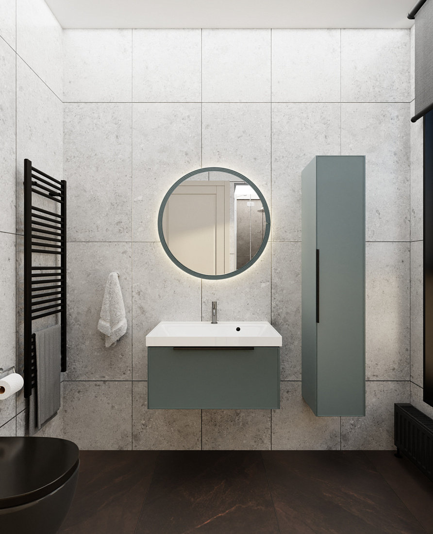 Мебель для ванной La Fenice Simpla 60 подвесная, 1 ящик, серо-зеленый матовый