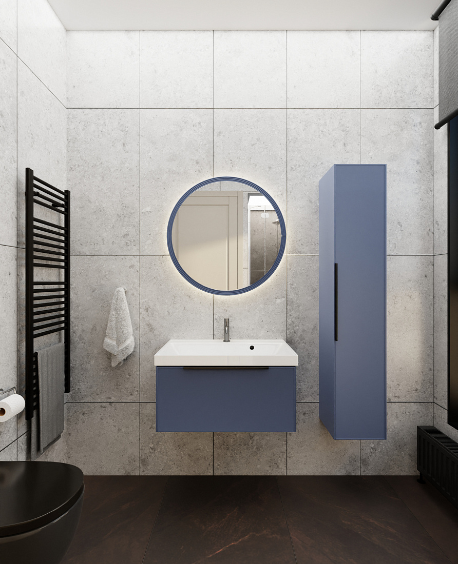 Мебель для ванной La Fenice Simpla 80 подвесная, 1 ящик, синий матовый