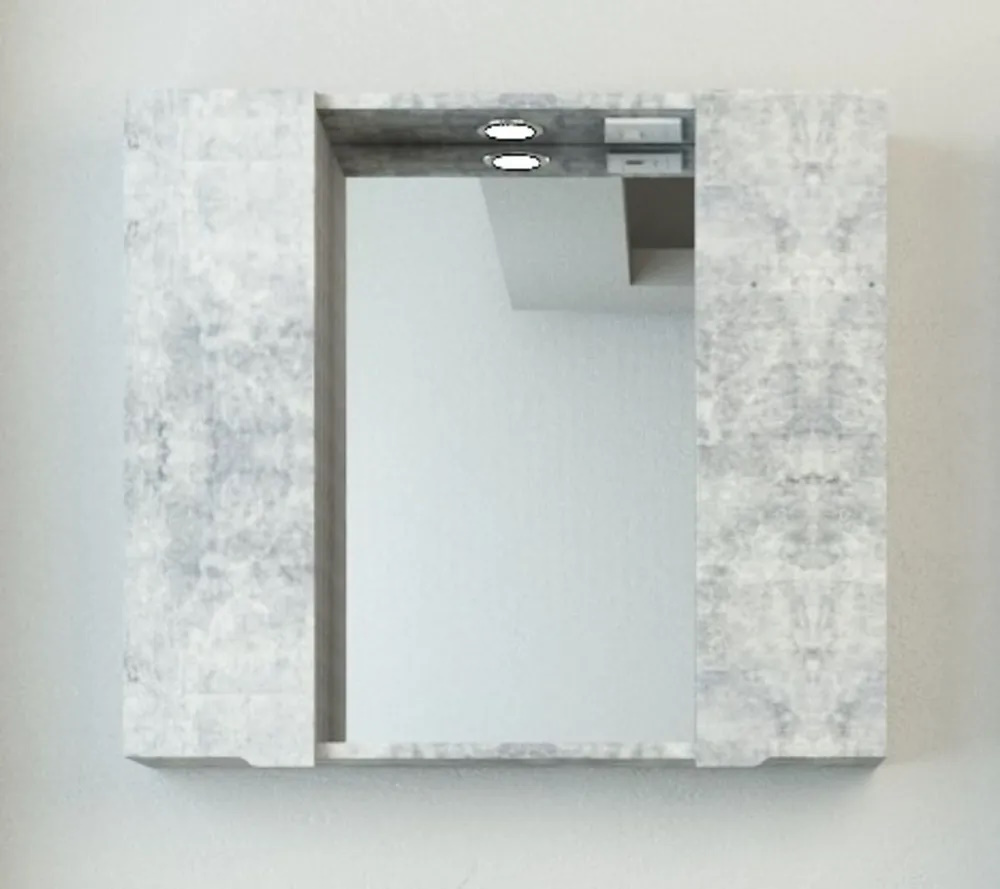 Зеркало-шкаф Emmy Агата 80 с подсветкой, светлый бетон