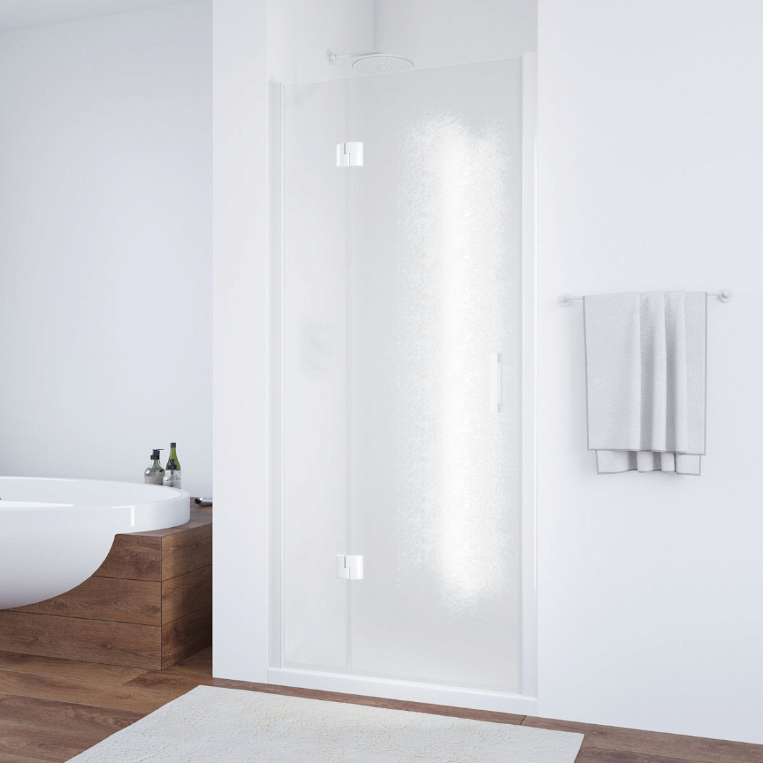 Дверь в душевой проем Vegas Glass AFP NOVO 100 01 02 L, профиль белый, стекло шиншилла