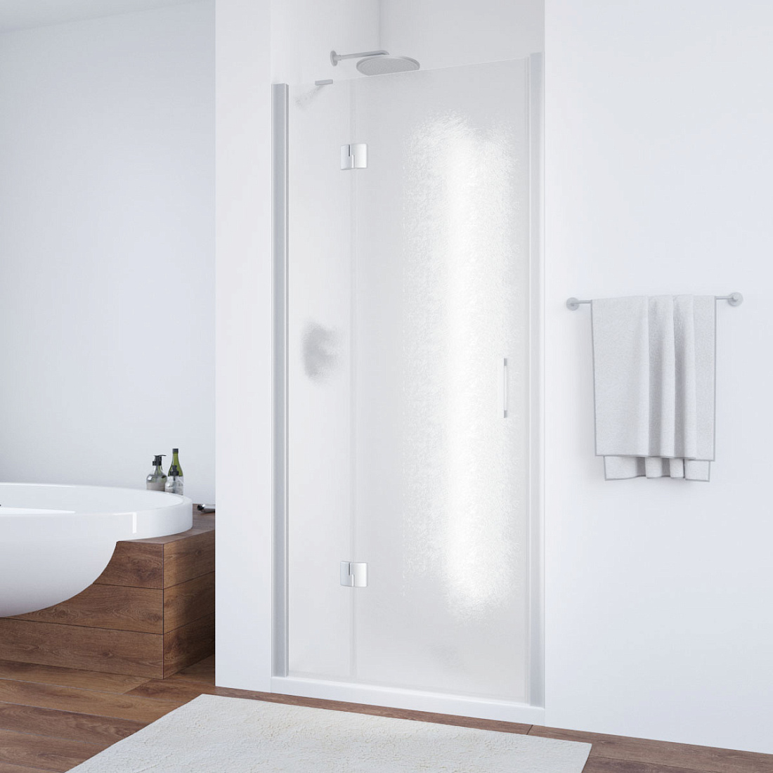 Дверь в душевой проем Vegas Glass AFP NOVO 100 07 02 L, профиль матовый хром, стекло шиншилла