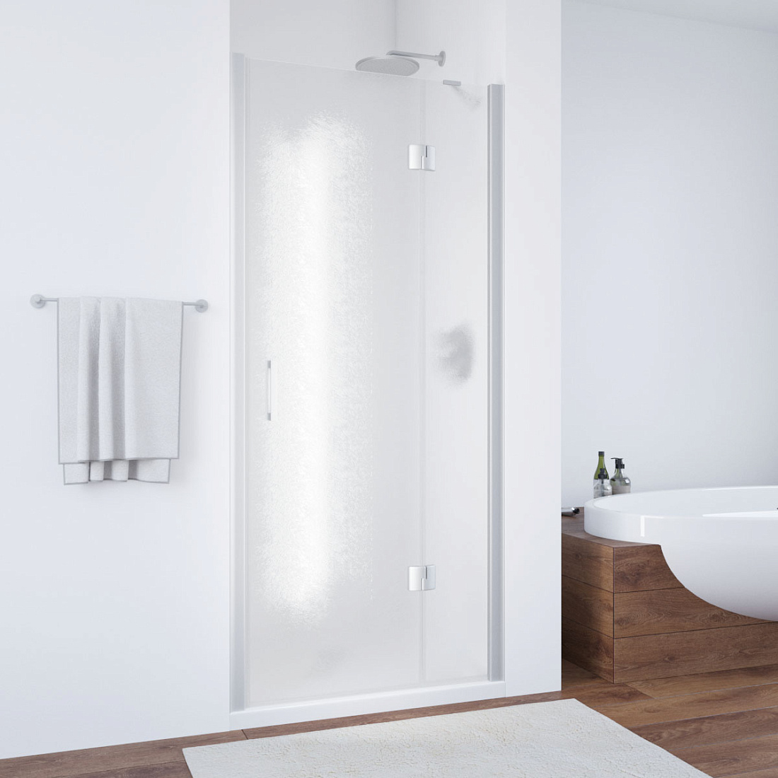 Дверь в душевой проем Vegas Glass AFP NOVO 100 07 02 R, профиль матовый хром, стекло шиншилла