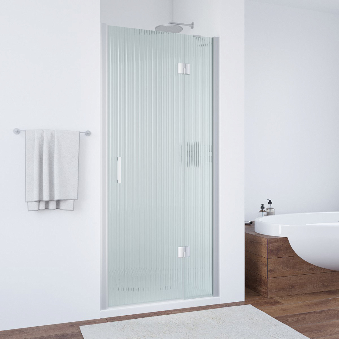 Дверь в душевой проем Vegas Glass AFP NOVO 100 07 Moru R, профиль матовый хром, стекло Moru