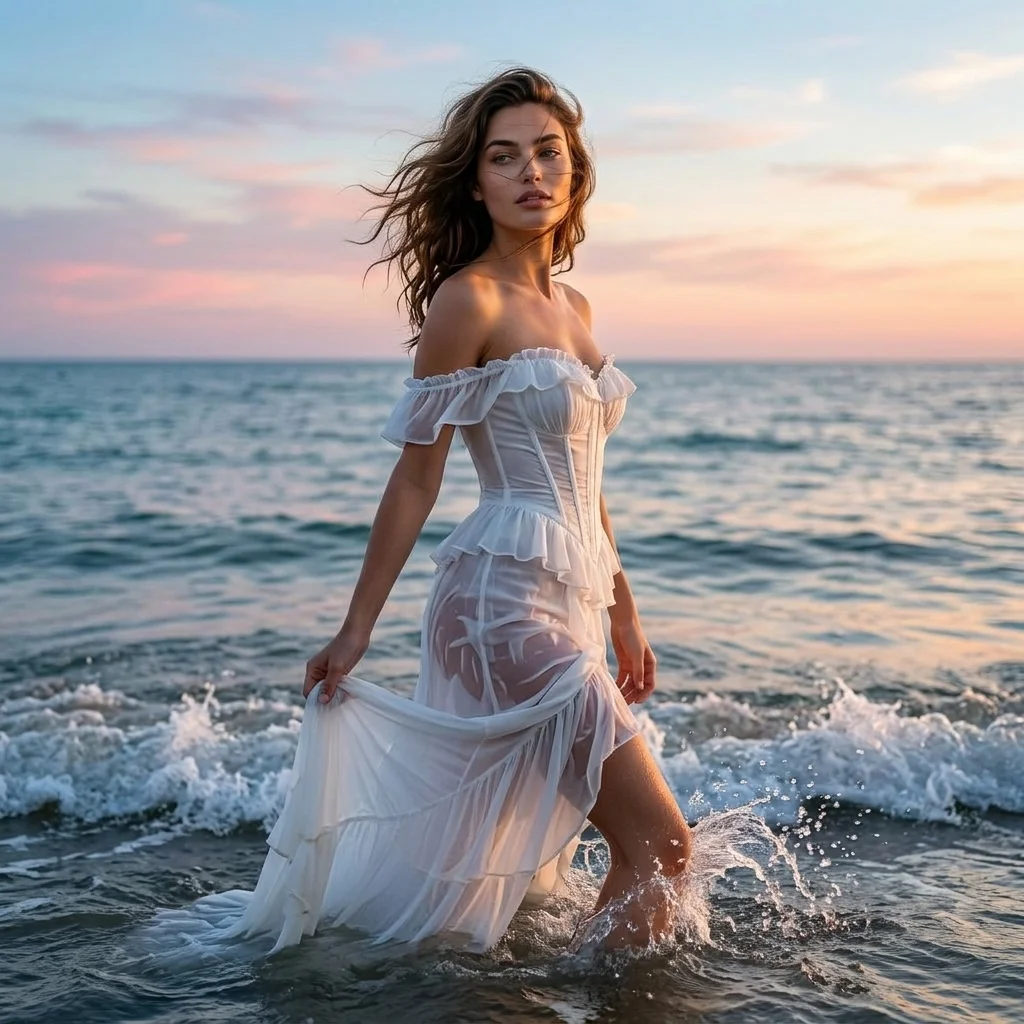 Вечернее платье в море