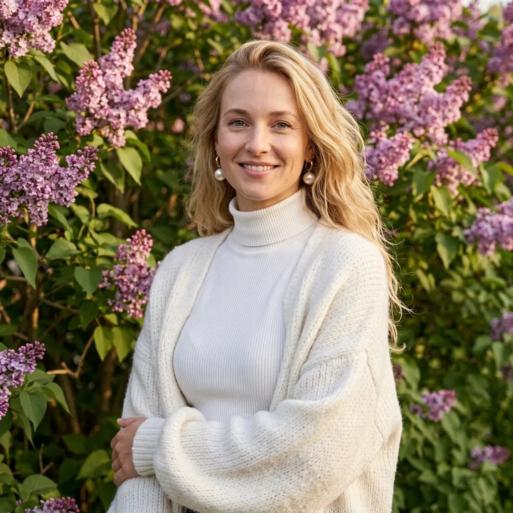 Портрет у цветущей сирени