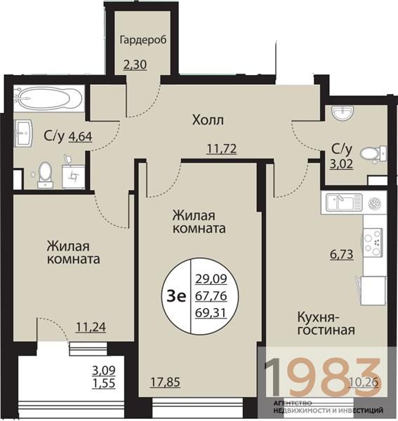 Квартира 2-комнатная квартира