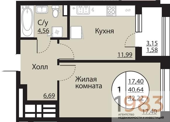 Квартира 1-комнатная квартира