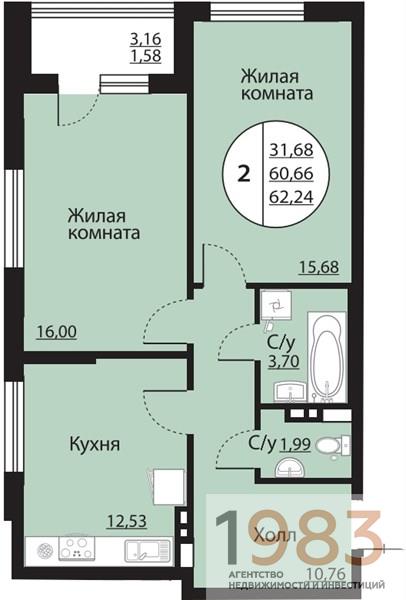 Квартира 2-комнатная квартира