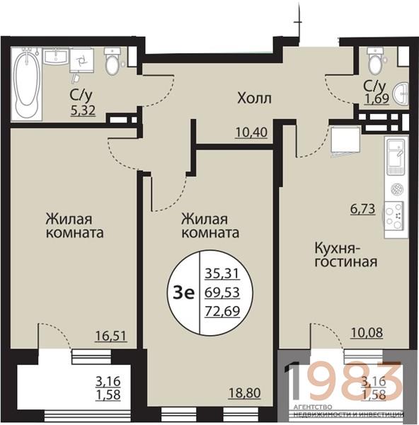 Квартира 2-комнатная квартира