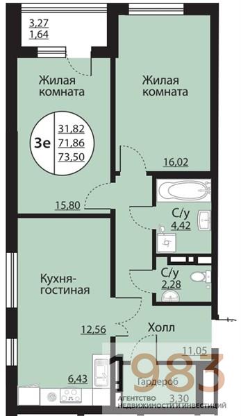 Квартира 2-комнатная квартира