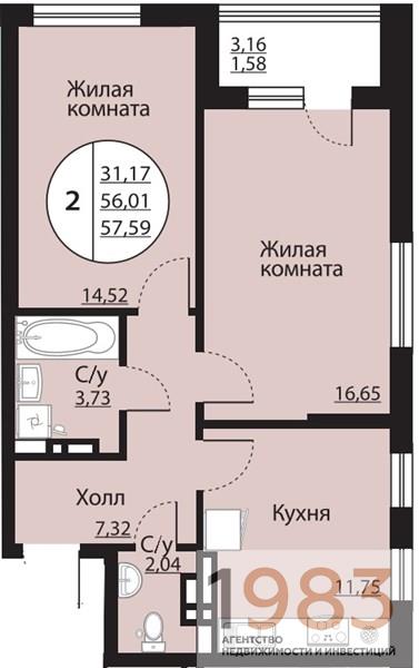 Квартира 2-комнатная квартира