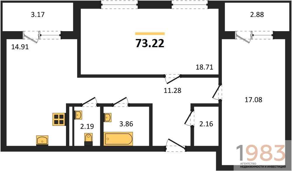 Квартира 2-комнатная квартира