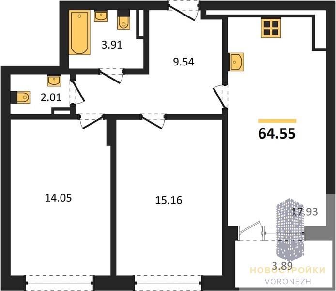Квартира 2-комнатная квартира