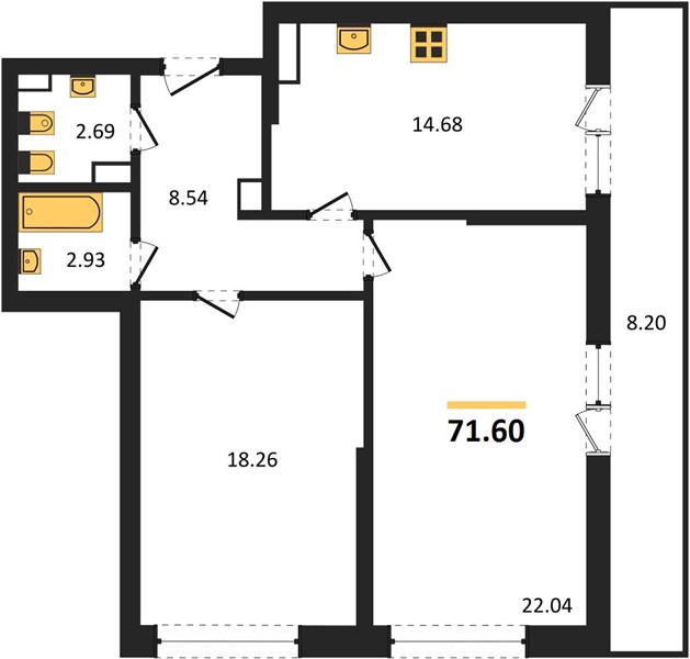 Квартира 2-комнатная квартира