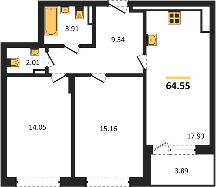 Квартира 2-комнатная квартира