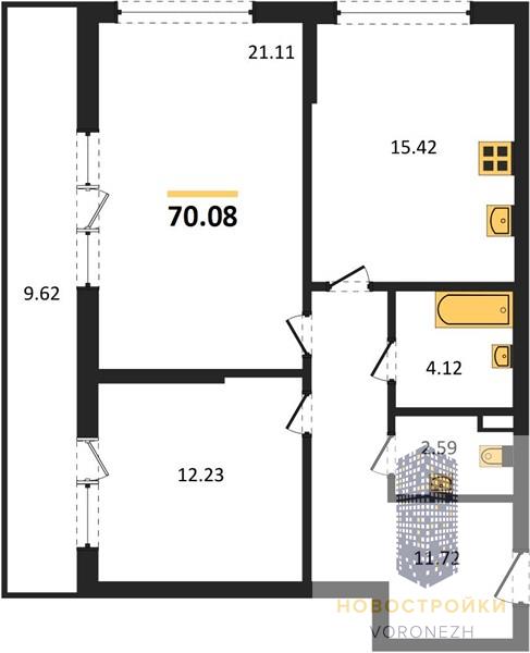 Квартира 2-комнатная квартира