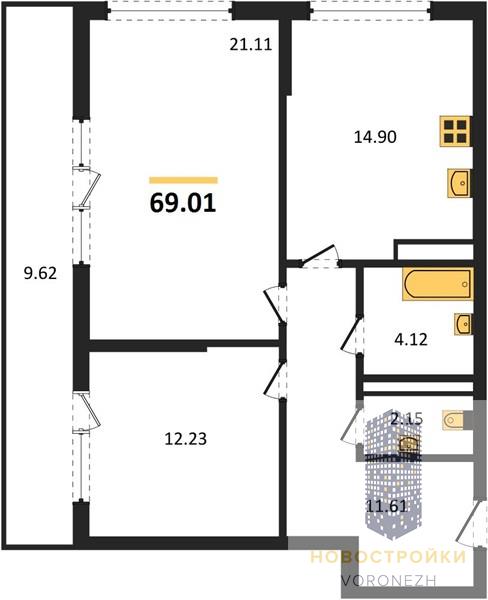 Квартира 2-комнатная квартира