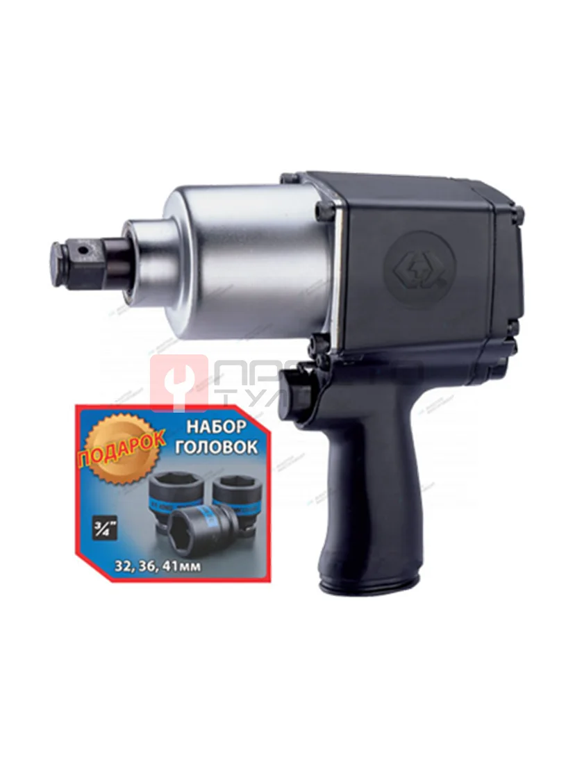 пневмогайковерт 3/4", 1085 нм, в комплекте 3 торцевые головки kingtony p33621-075b