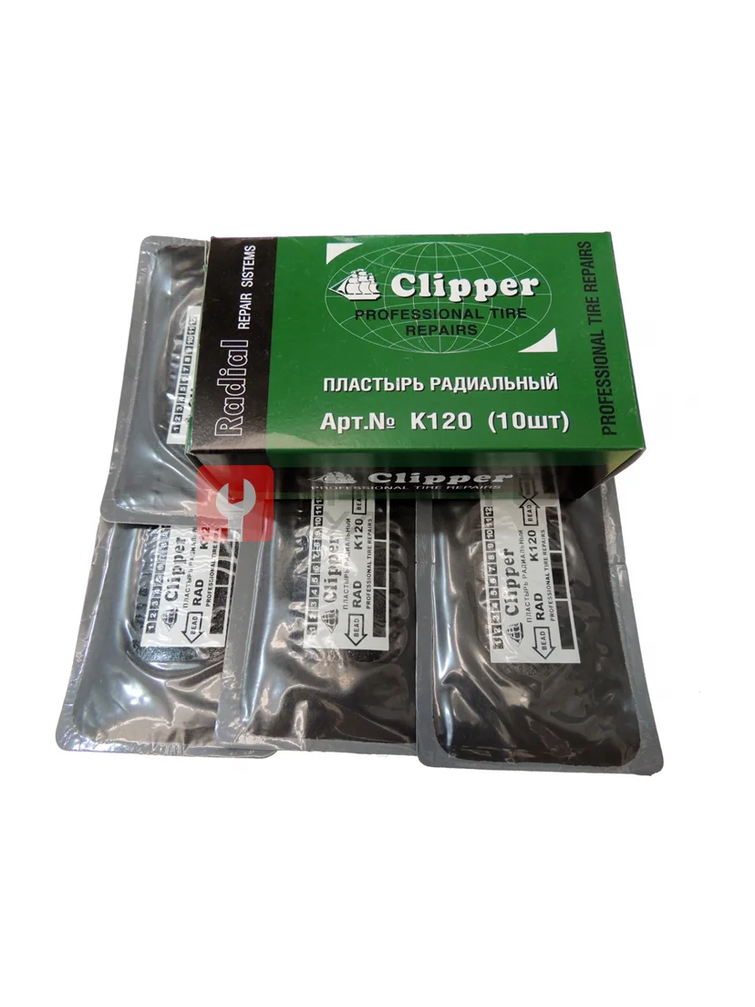 CLIPPER НАБОР ЗАПЛАТ K120 кордовые для боковых порезов 76*125мм (2 слоя корда) (10шт.)
