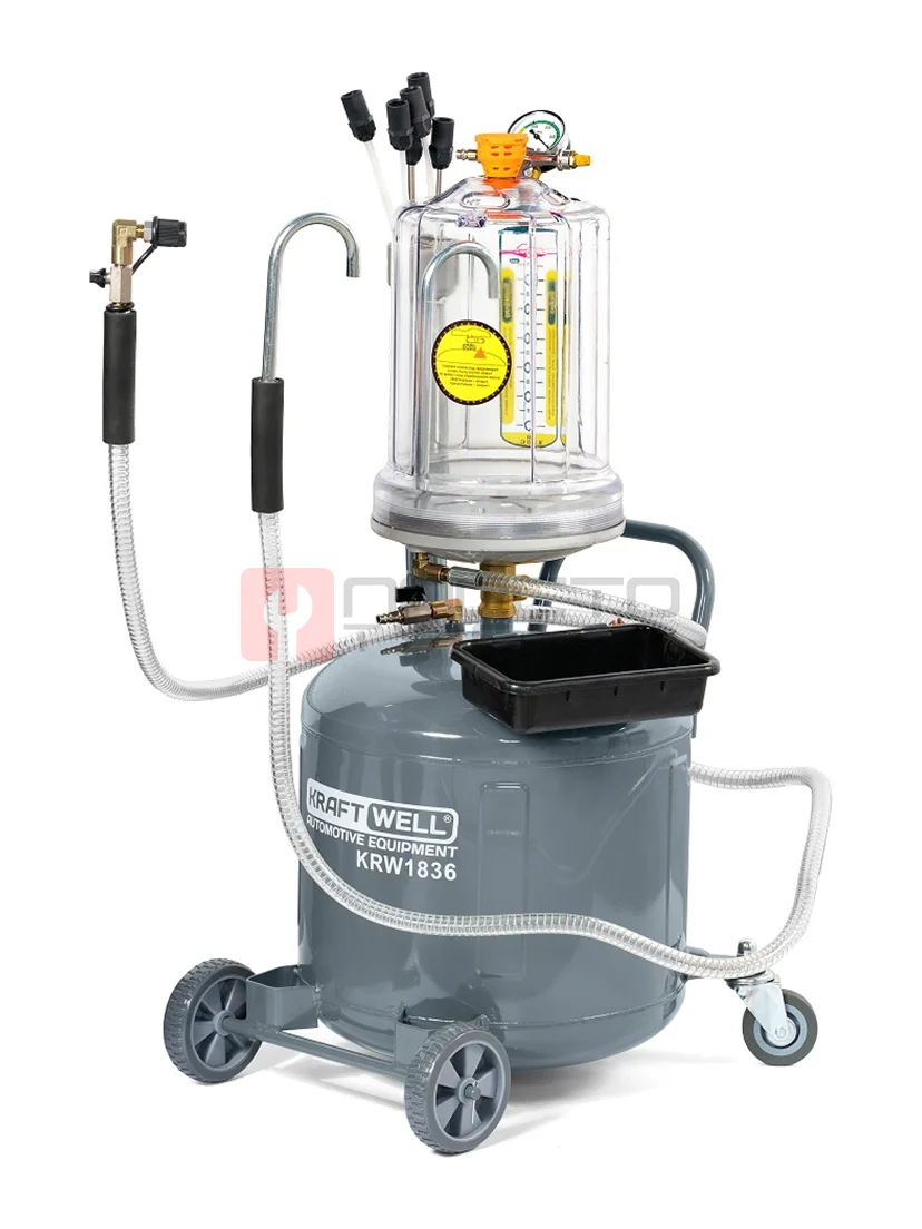 KraftWell KRW1836 Установка для откачки масла и антифриза с мерной емкостью, 40 л