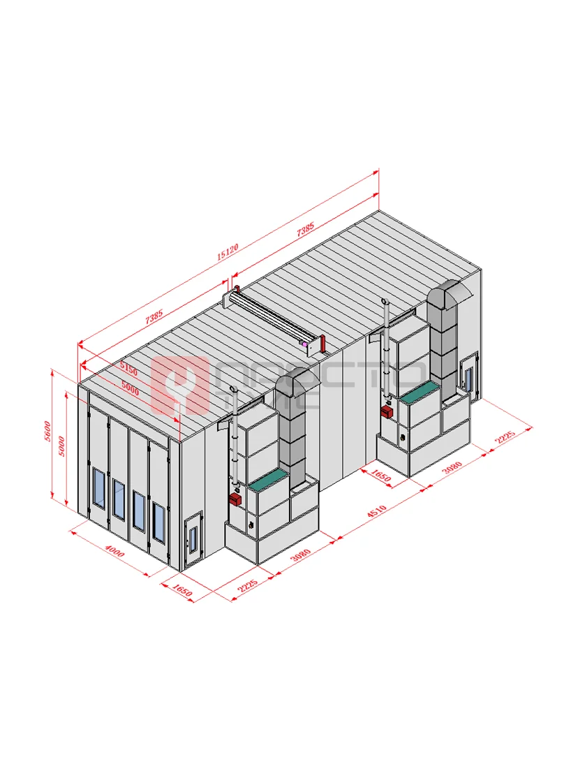 KraftWell KRW1555-MD Покрасочная камера 15 х 5 х 5 м., 84 000 м3/ч