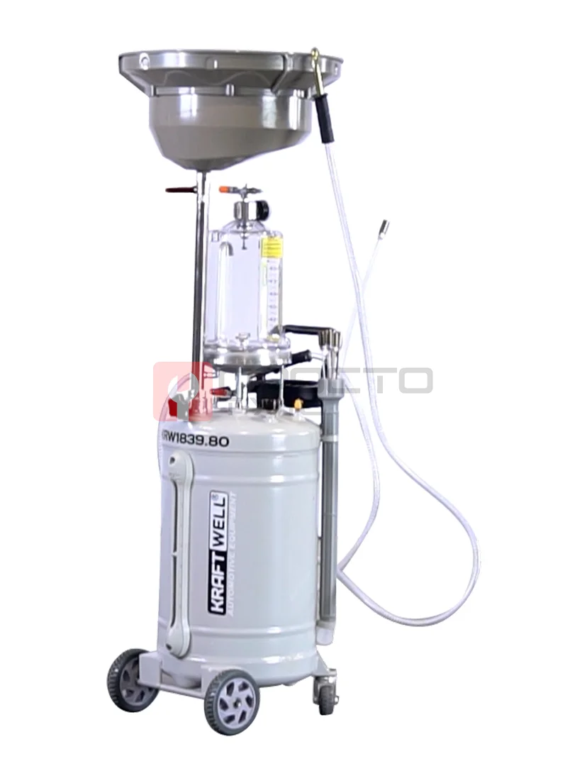 KraftWell KRW1839.80 Установка для слива и откачки масла/антифриза с подъемной ванной и мерной емкостью, мобильная