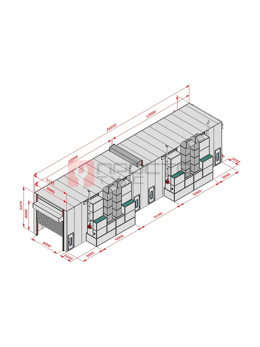 KraftWell KRW2455-TRMG Покрасочная камера 24 х 5 х 4,9 м., 120 000 м3/ч