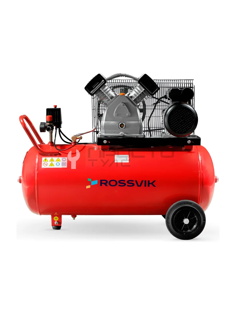 Компрессор ROSSVIK СБ4/С-100.LB30, 420 л/мин, 10 бар, ресивер 100 л, 380 В/2,2 кВт, красный