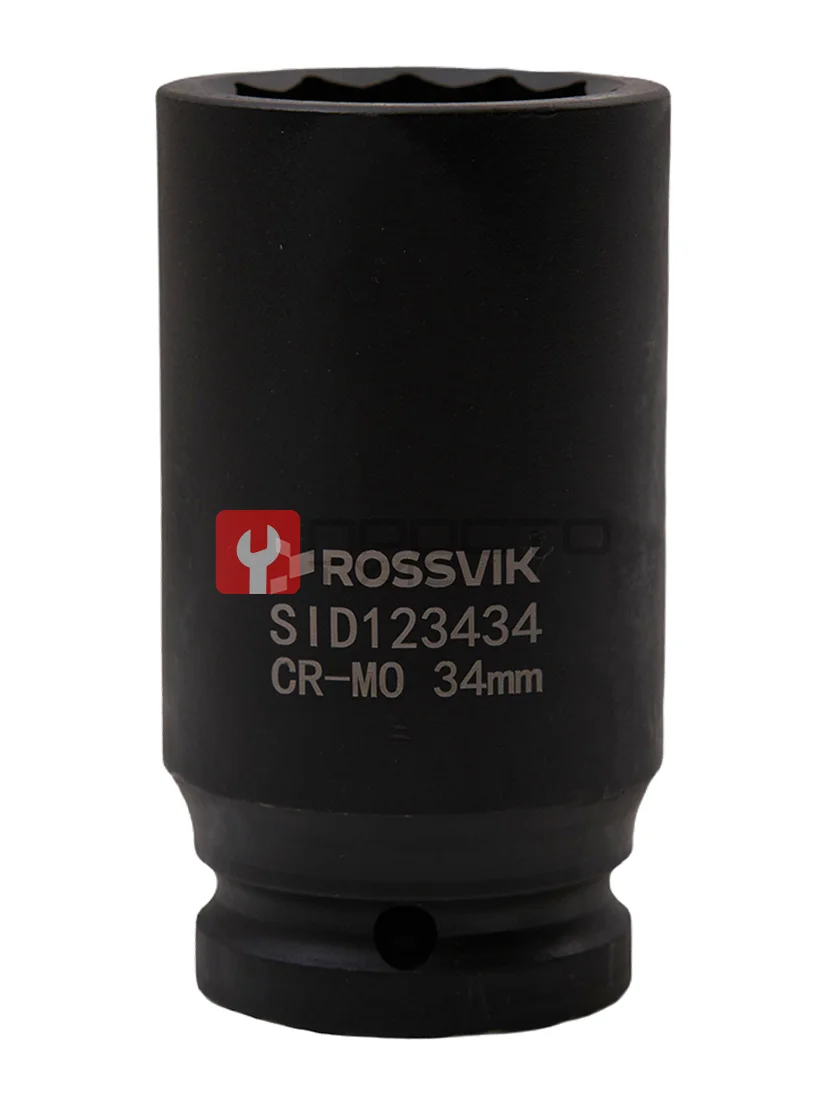 SID123434 Головка торцевая ударная глубокая 12-гранная ROSSVIK 3/4", 34мм