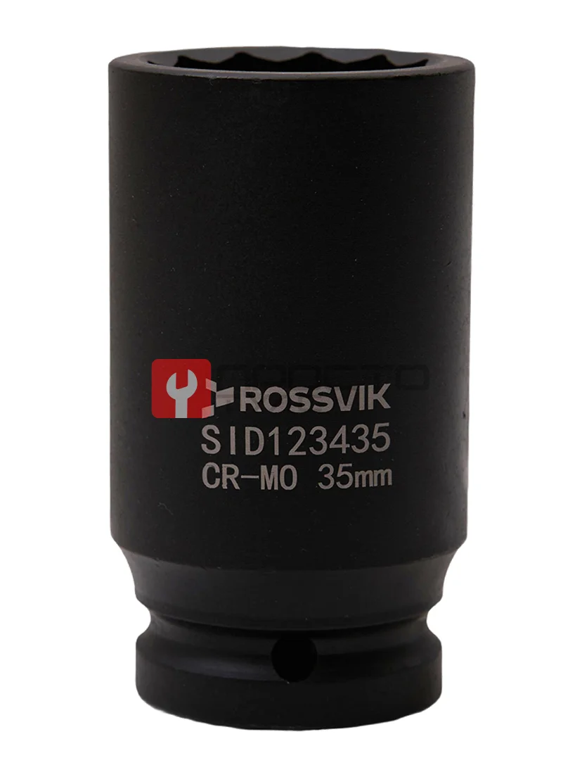 SID123435 Головка торцевая ударная глубокая 12-гранная ROSSVIK 3/4", 35мм