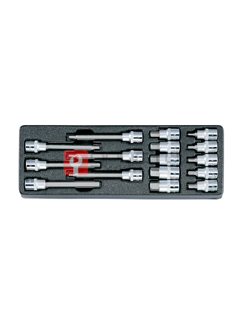 Набор насадок 1/2" шестигранных в ложементе, 16 предметов, HONITON IK-SKB4001606