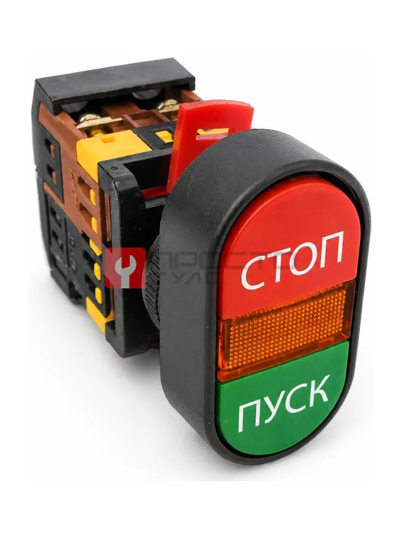 Кнопка "Пуск-Стоп" с подсветкой 230В (комплект в сборе), артикул APBB-22N EKF