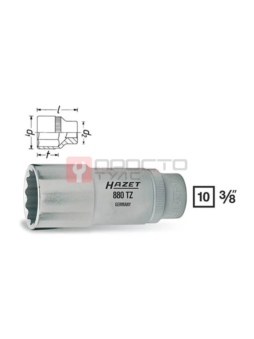 Головка торцевая длинная 12-гранная 3/8" 11 мм HAZET 880TZ-11