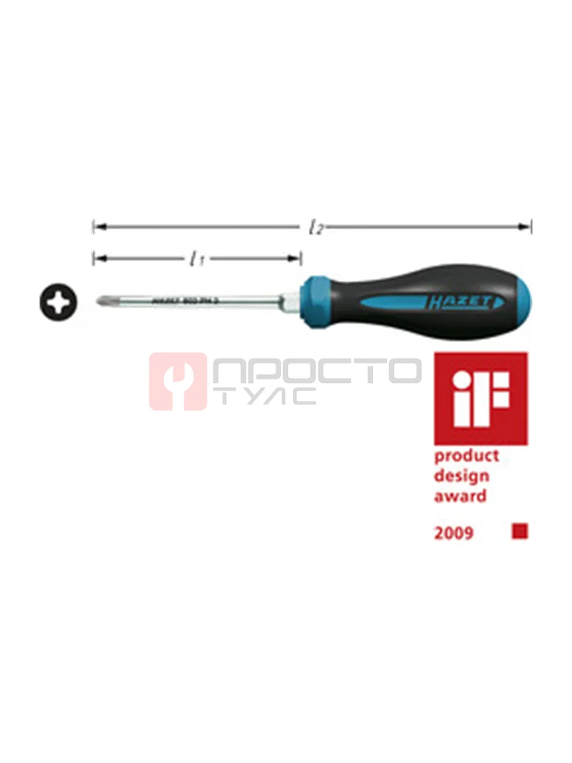 Отвёртка крестовая PH2х100 мм HAZET 802-PH2