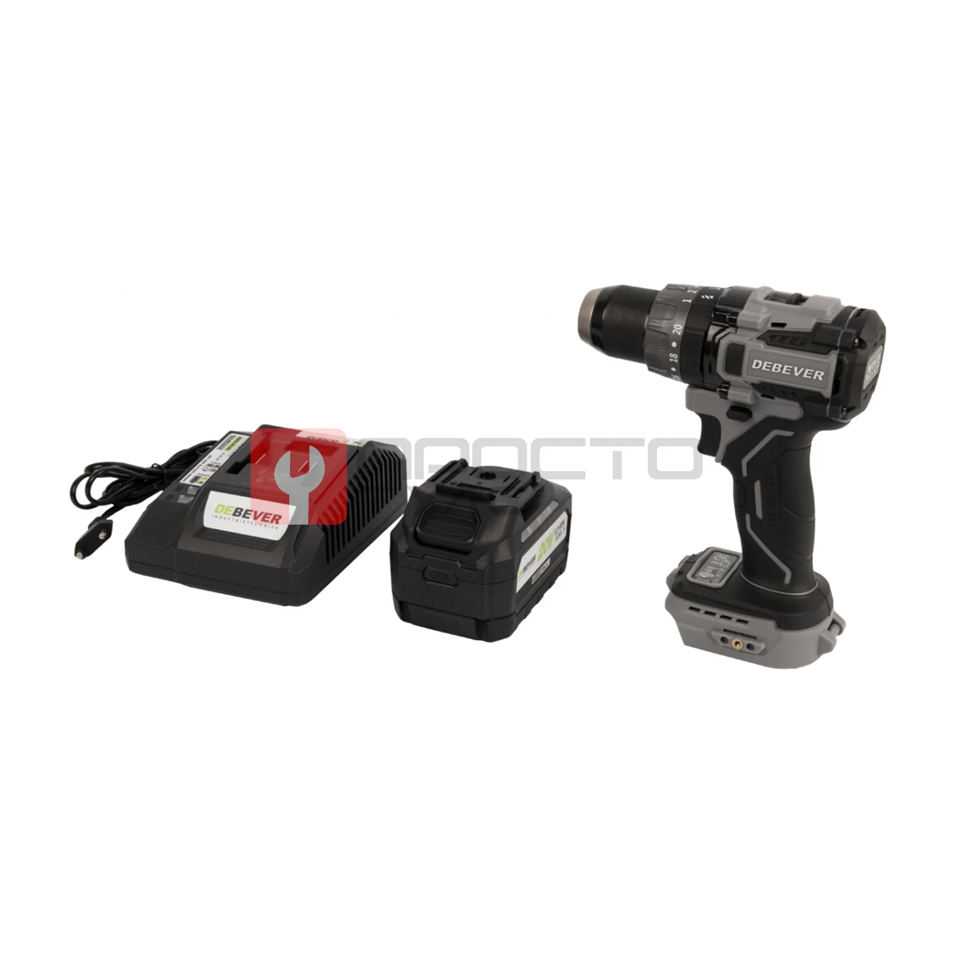 DBE-7332CKIT Дрель-шуруповерт аккумуляторная DeBever бесщеточная, ударная, 85Nm, 20+3, 13мм, 20В, 2 Ач в наборе с аккумулятором и зарядным устро фото (0)