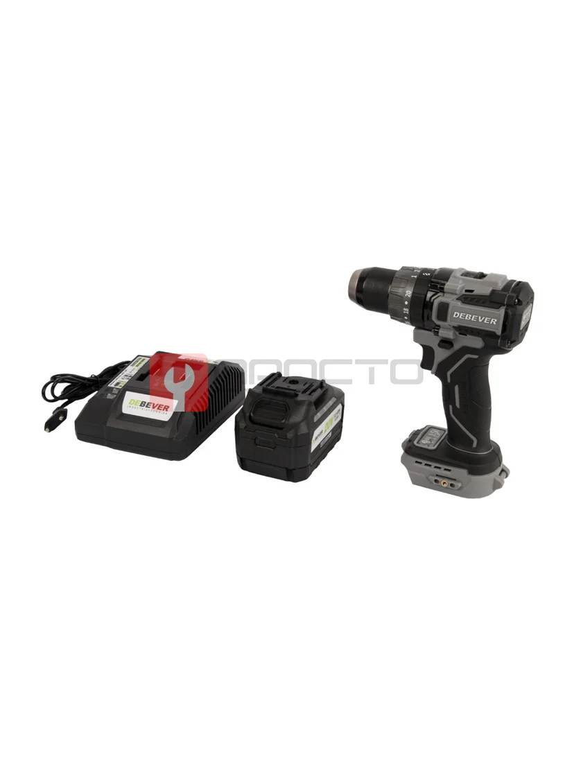 DBE-7332CKIT Дрель-шуруповерт аккумуляторная DeBever бесщеточная, ударная, 85Nm, 20+3, 13мм, 20В, 2 Ач в наборе с аккумулятором и зарядным устро